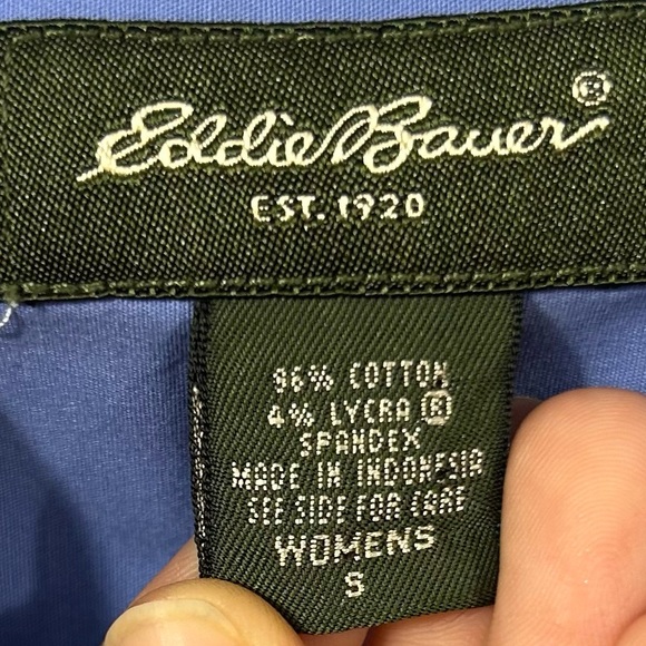 Women’s Eddie Bauer Cotton Blend Blue Button Down Shirt 3/4 Sleeves Size S - Picture 6 of 6